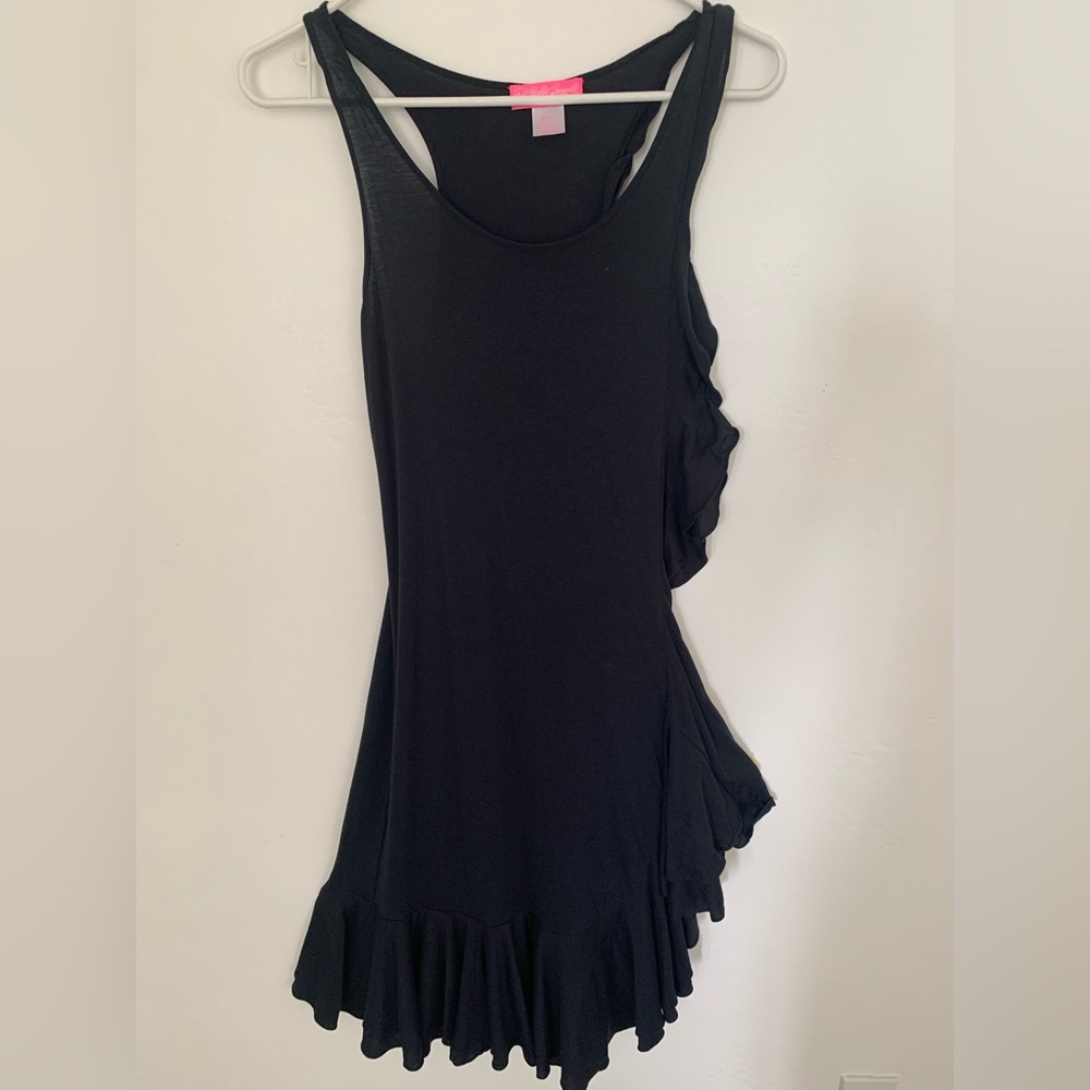 BELLA JAMES Black jersey tank dress with ruffles.Black . Size ;S.Pre-owned